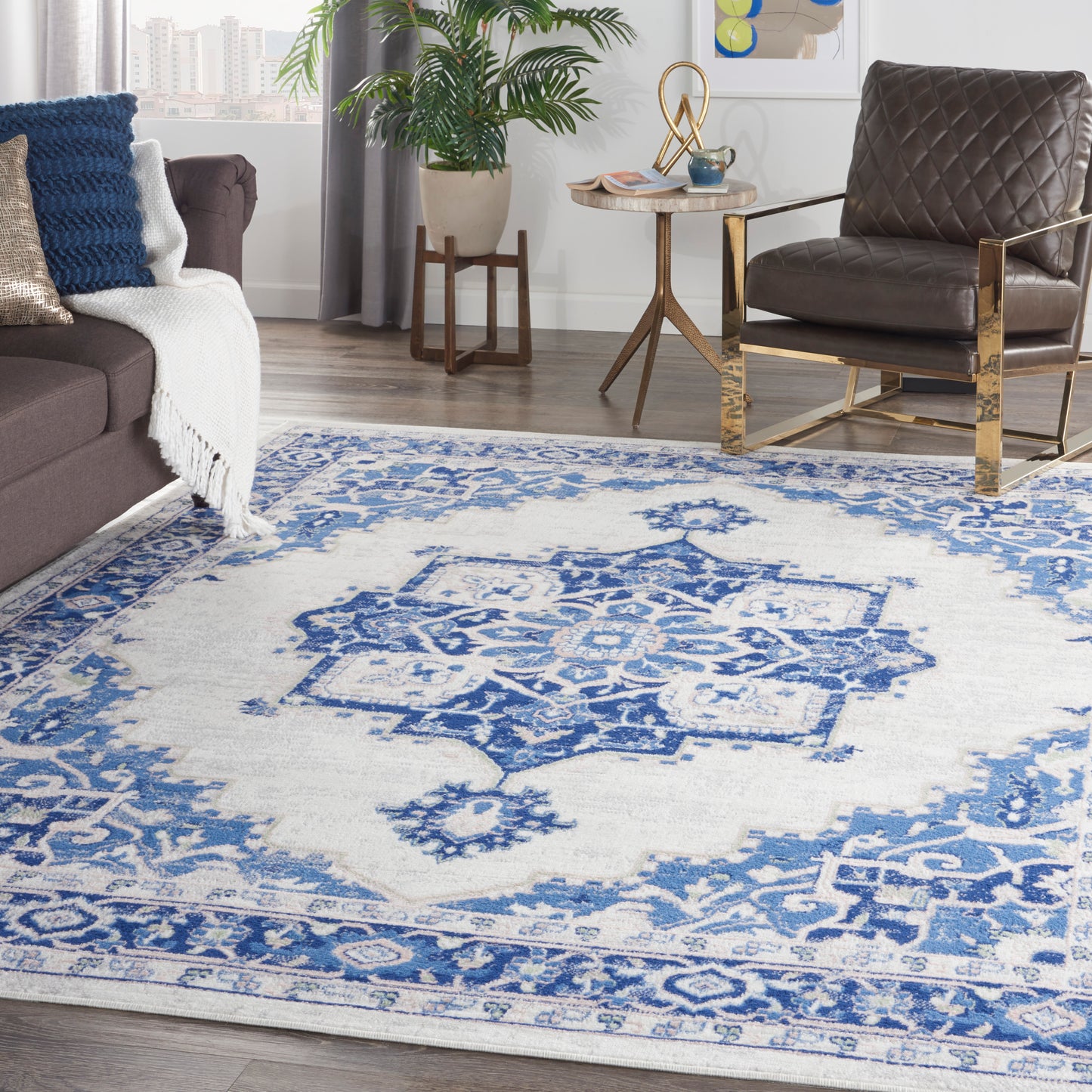 Nourison Whimsicle 8'4" x 11'6" Ivory Blue Farmhouse Indoor Rug