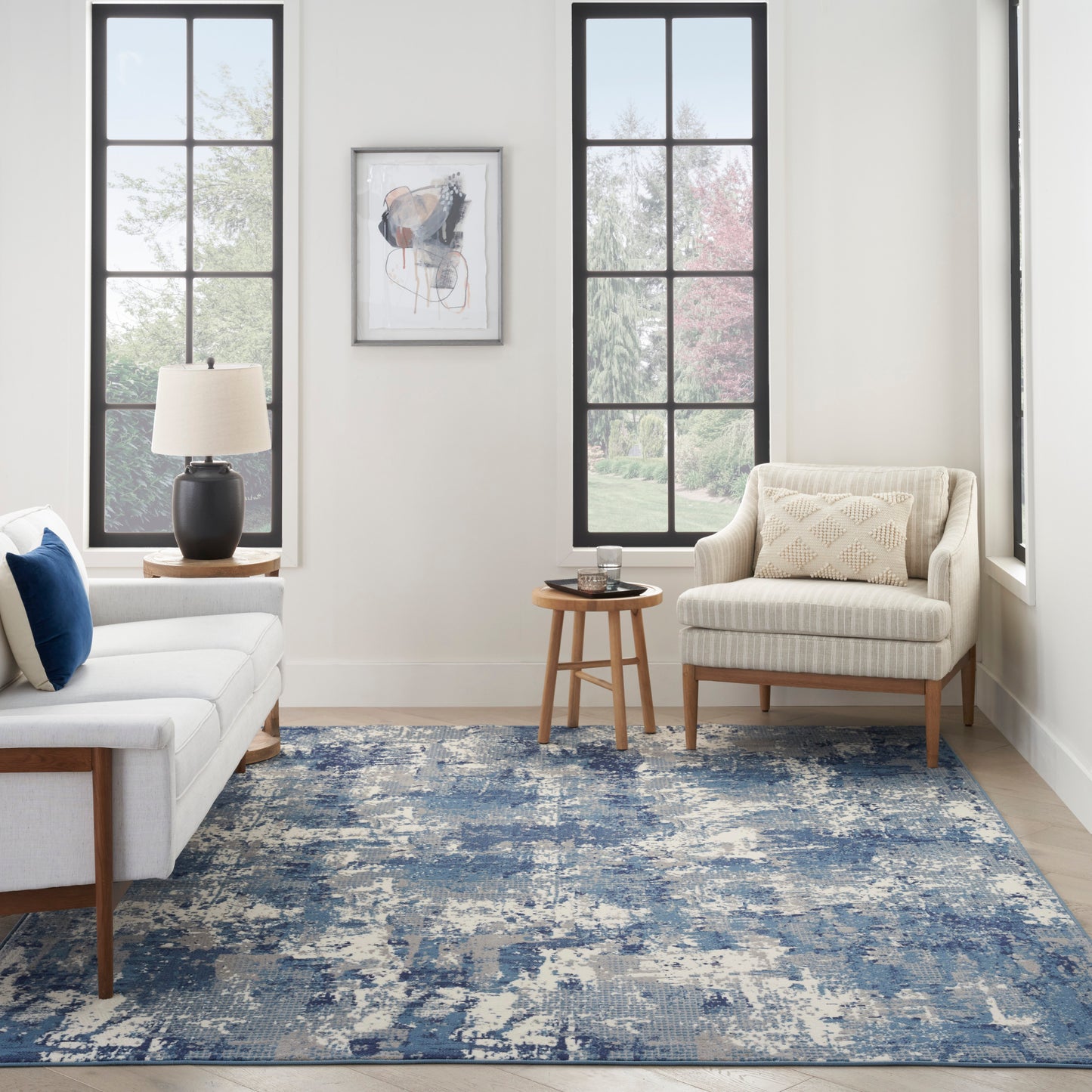 Nourison Grafix 7' x 10' Navy Blue Modern Indoor Rug