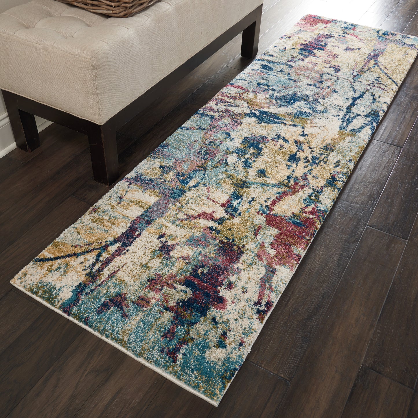 Nourison Fusion 2'2" x 7'6" Cream Multicolor Modern Indoor Rug