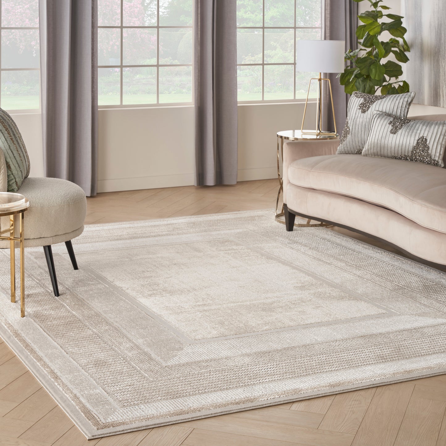 Nourison Glitz 9' x 12' Ivory Modern Indoor Rug