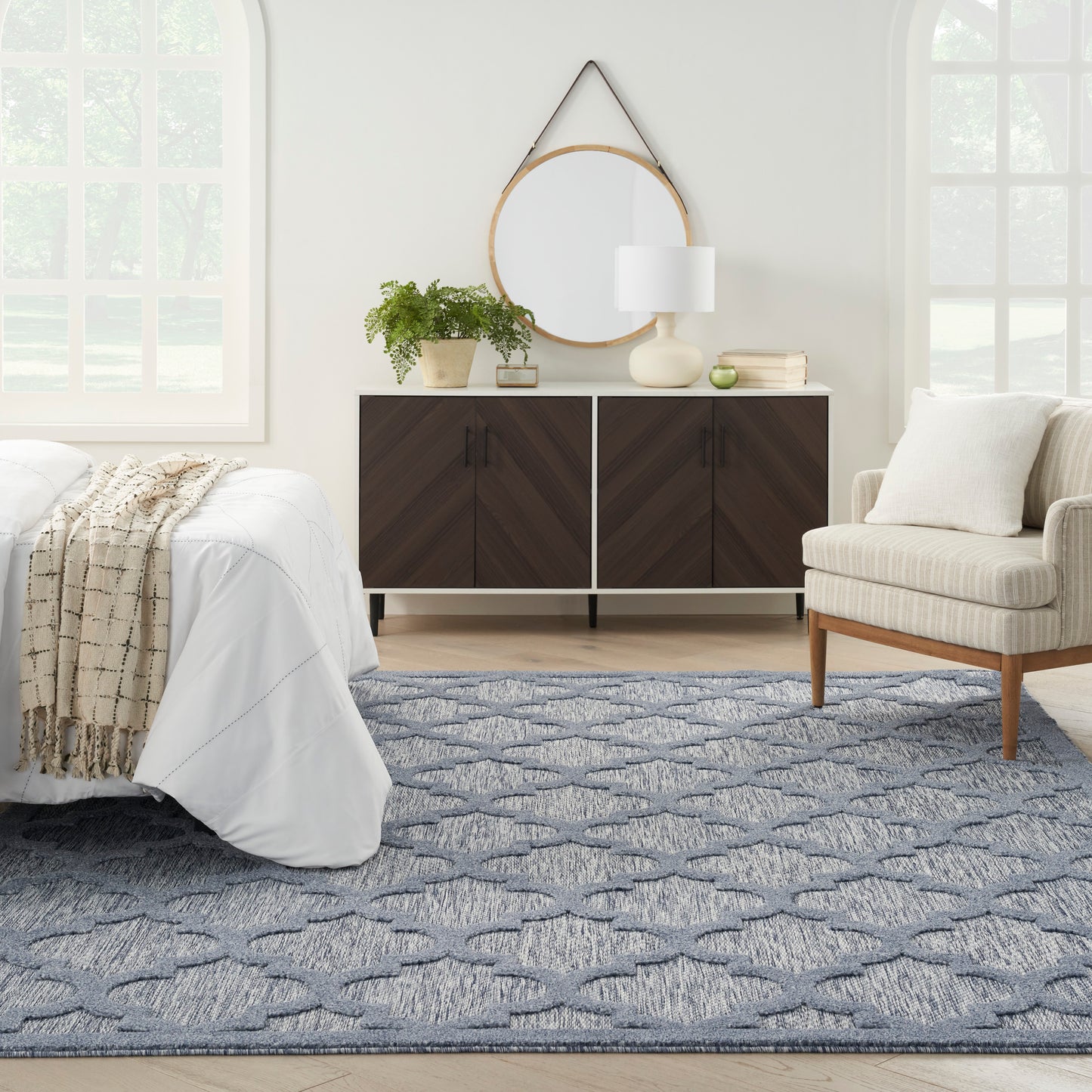 Nourison Easy Care 8' x 10' Denim Blue Modern Rug