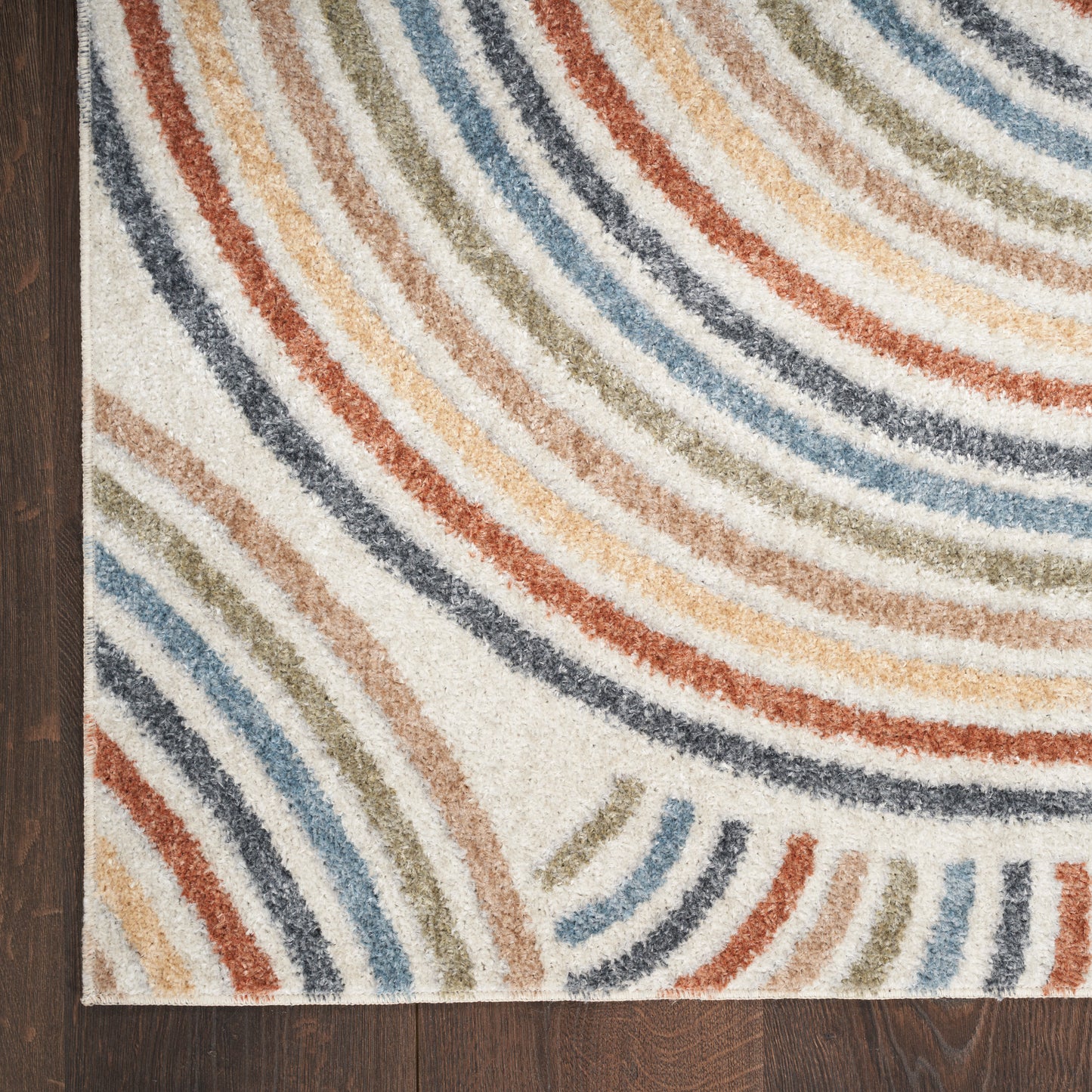 Nourison Astra Machine Washable 4' x 6' Ivory Multicolor Mid-Century Modern Indoor Rug