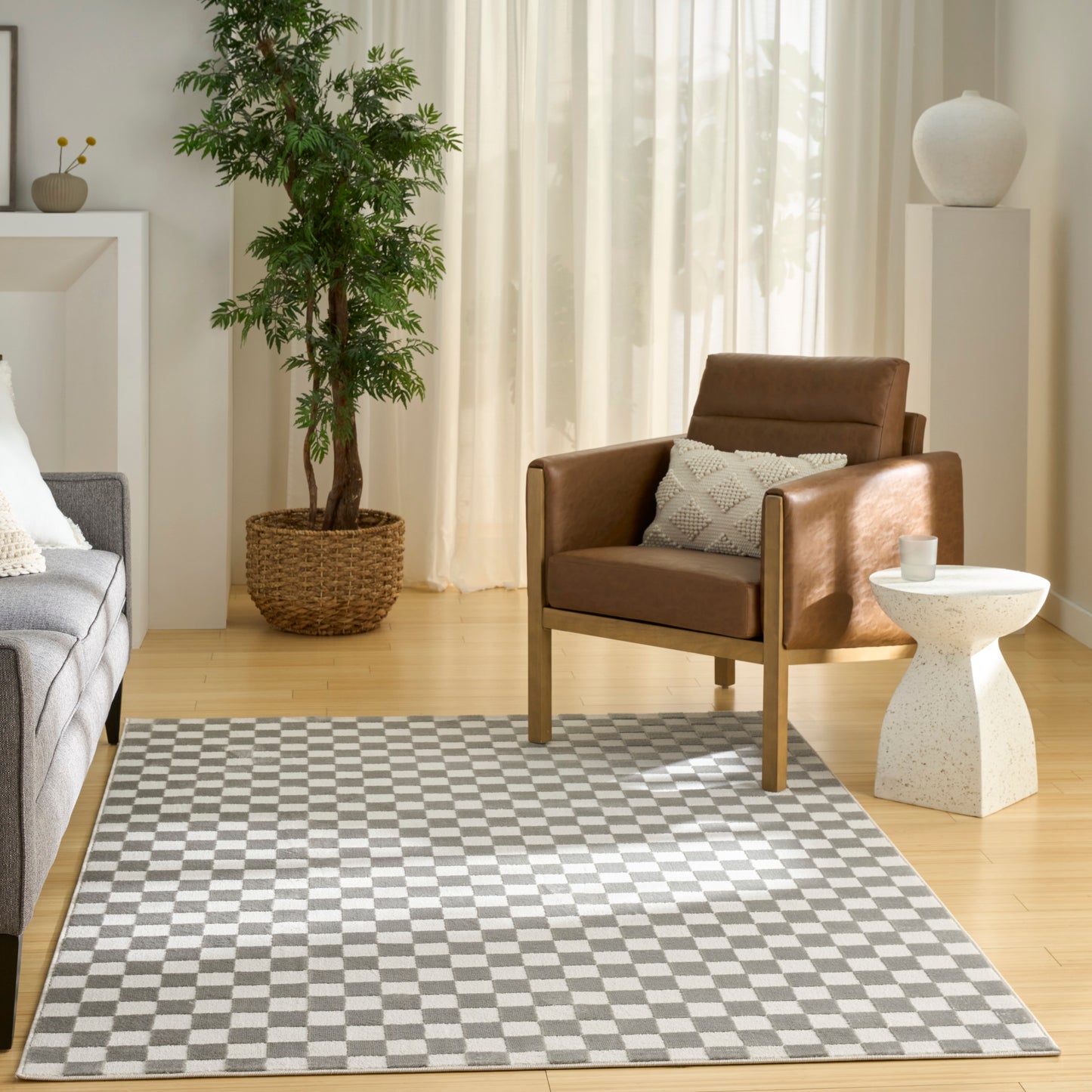 Nourison Serenity Home 6' x 9' Ivory Grey Modern Indoor Rug