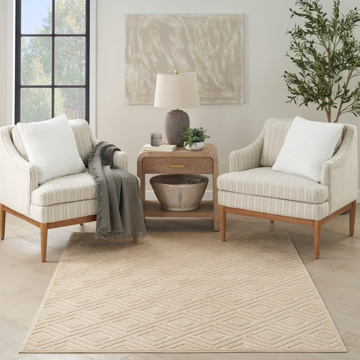 Nourison Care Free 3'11" x 5'11" Taupe Modern Indoor Rug