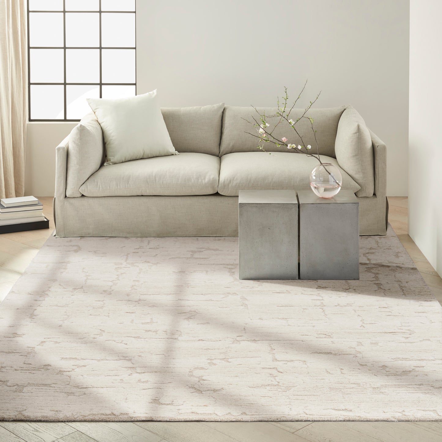 Calvin Klein CK009 Sculptural 8'6" x 11'6" Ivory Modern Indoor Rug