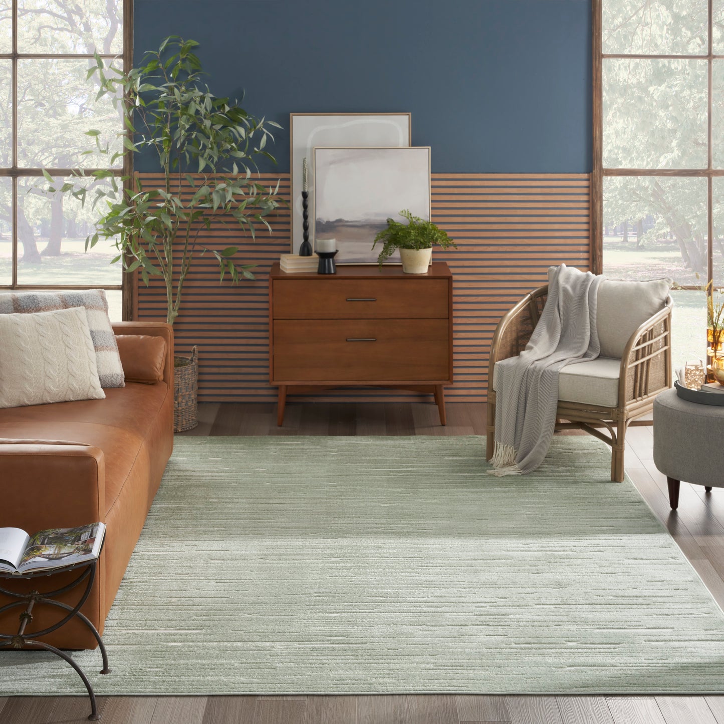 Nourison Care Free 7'10" x 9'10" Green Modern Indoor Rug