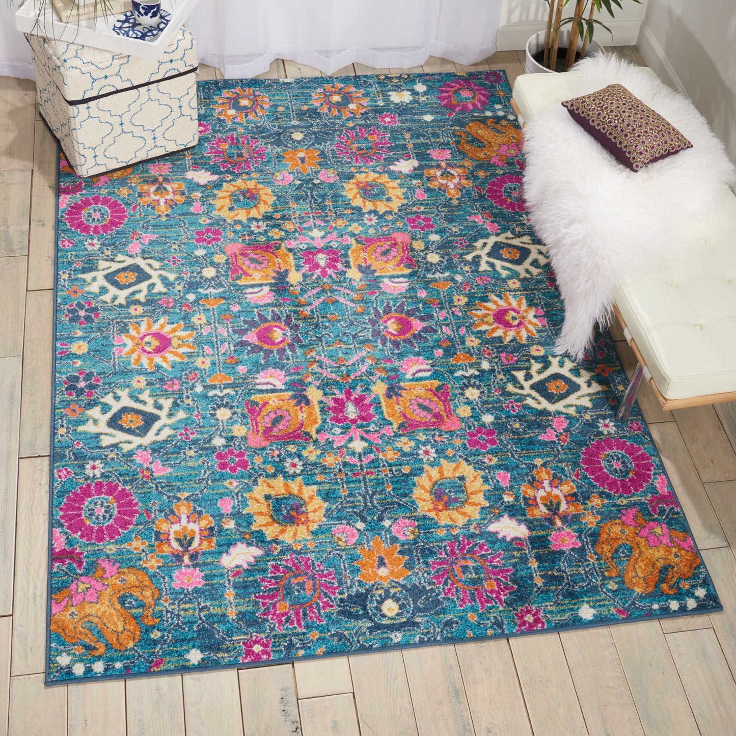 Nourison Passion 6'7" x 9'6" Denim Bohemian Indoor Rug