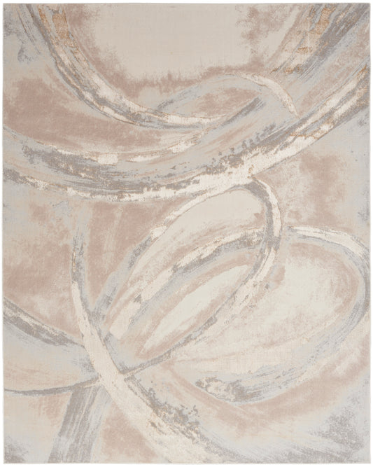 Inspire Me! Home Décor Brushstrokes 9' x 12' Beige Grey Modern Indoor Rug