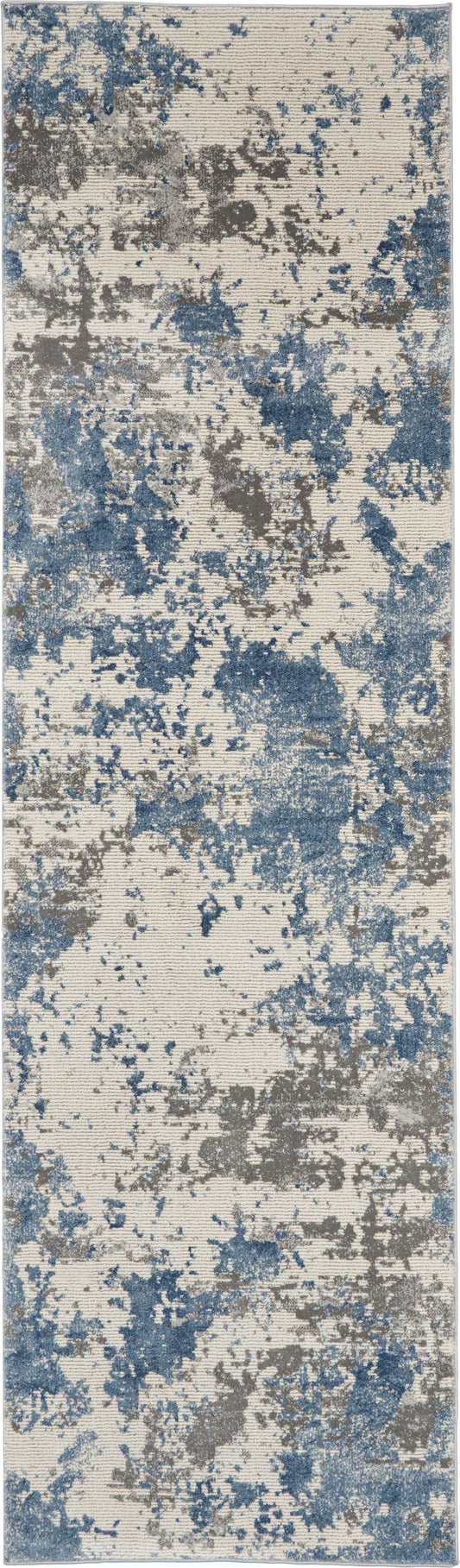 Nourison Rustic Textures 2'2" x 7'6" Grey/Blue Modern Indoor Rug