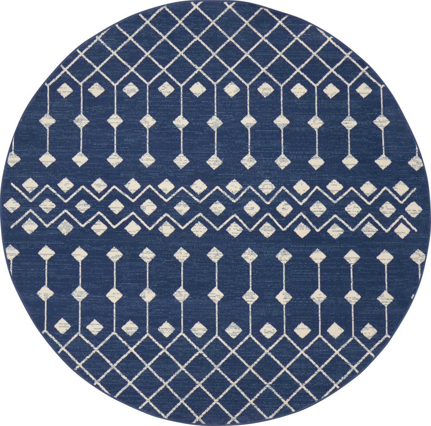 Nourison Grafix 8' x Round Navy Bohemian Indoor Rug