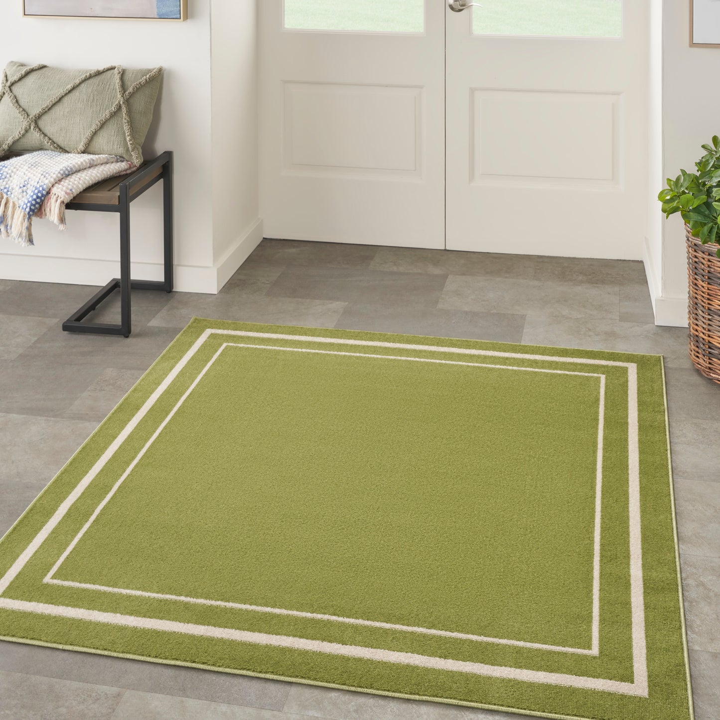 Nourison Nourison Essentials 5' x Square Green Ivory Contemporary Rug