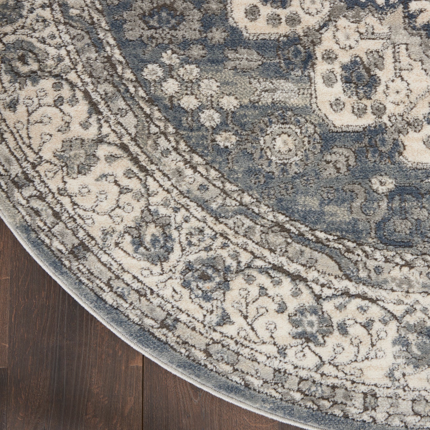 Nourison Quarry 7’10” x Round Grey/Ivory Vintage Indoor Rug