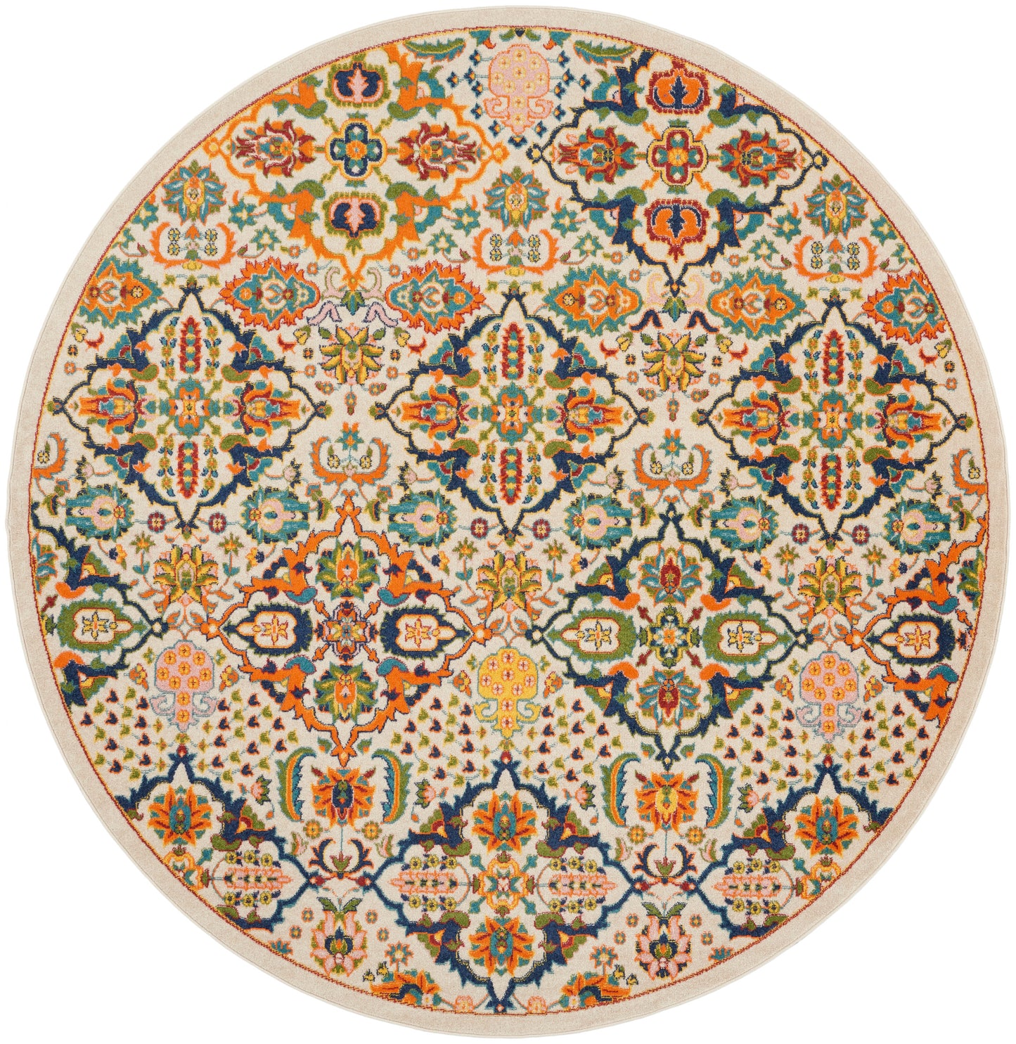 Nourison Allur 7’10” x Round Ivory Multicolor Bohemian Indoor Rug