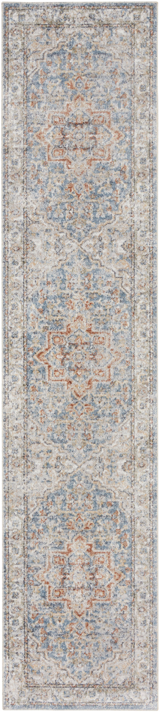 Nourison Astra Machine Washable 2'2" x 8' Denim Multicolor Vintage Indoor Rug