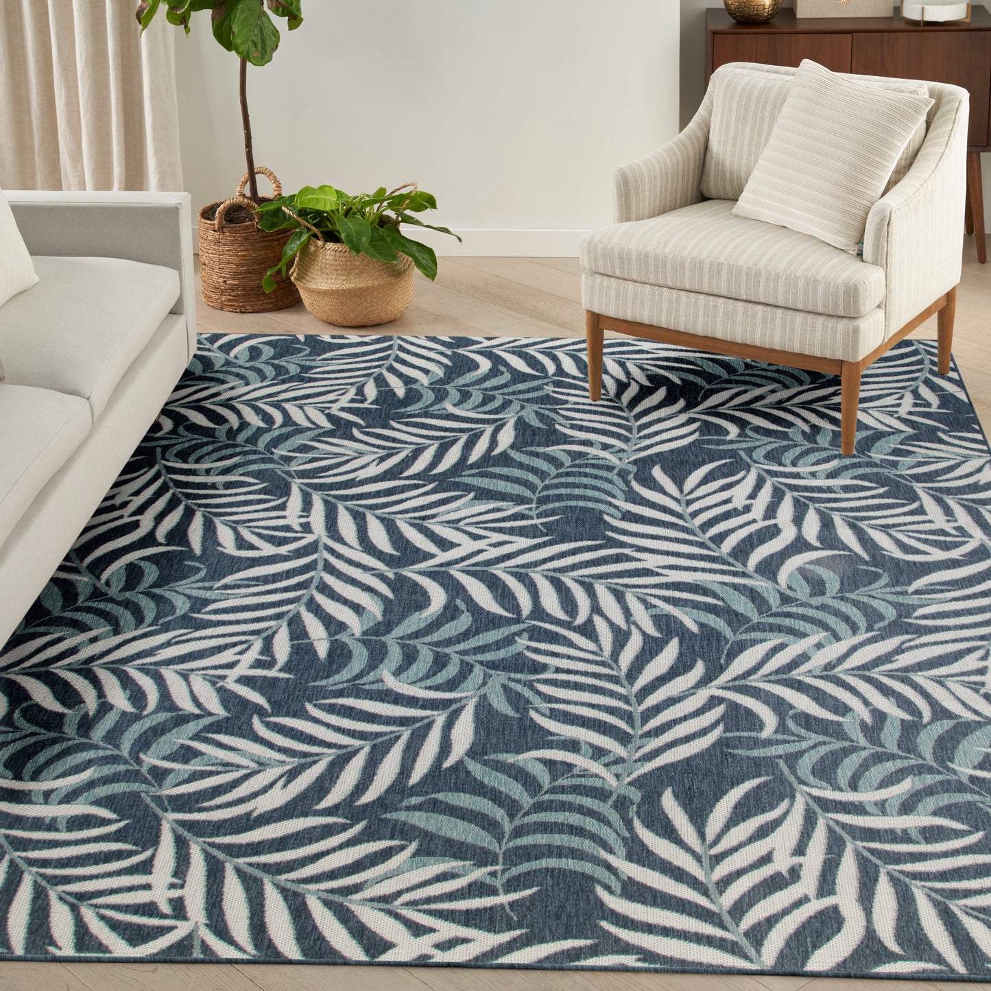 Nourison Garden Oasis 9' x 12' Navy Tropical Rug