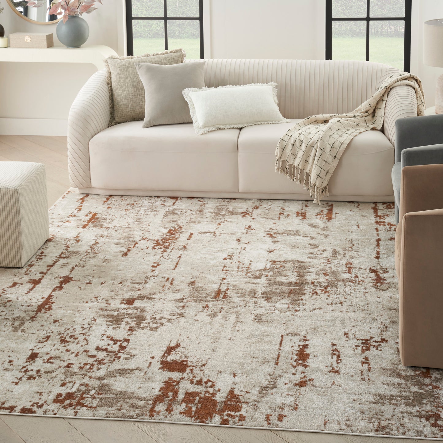 Nourison Quarry 3'9" x 5'9" Ivory Rust Modern Indoor Rug