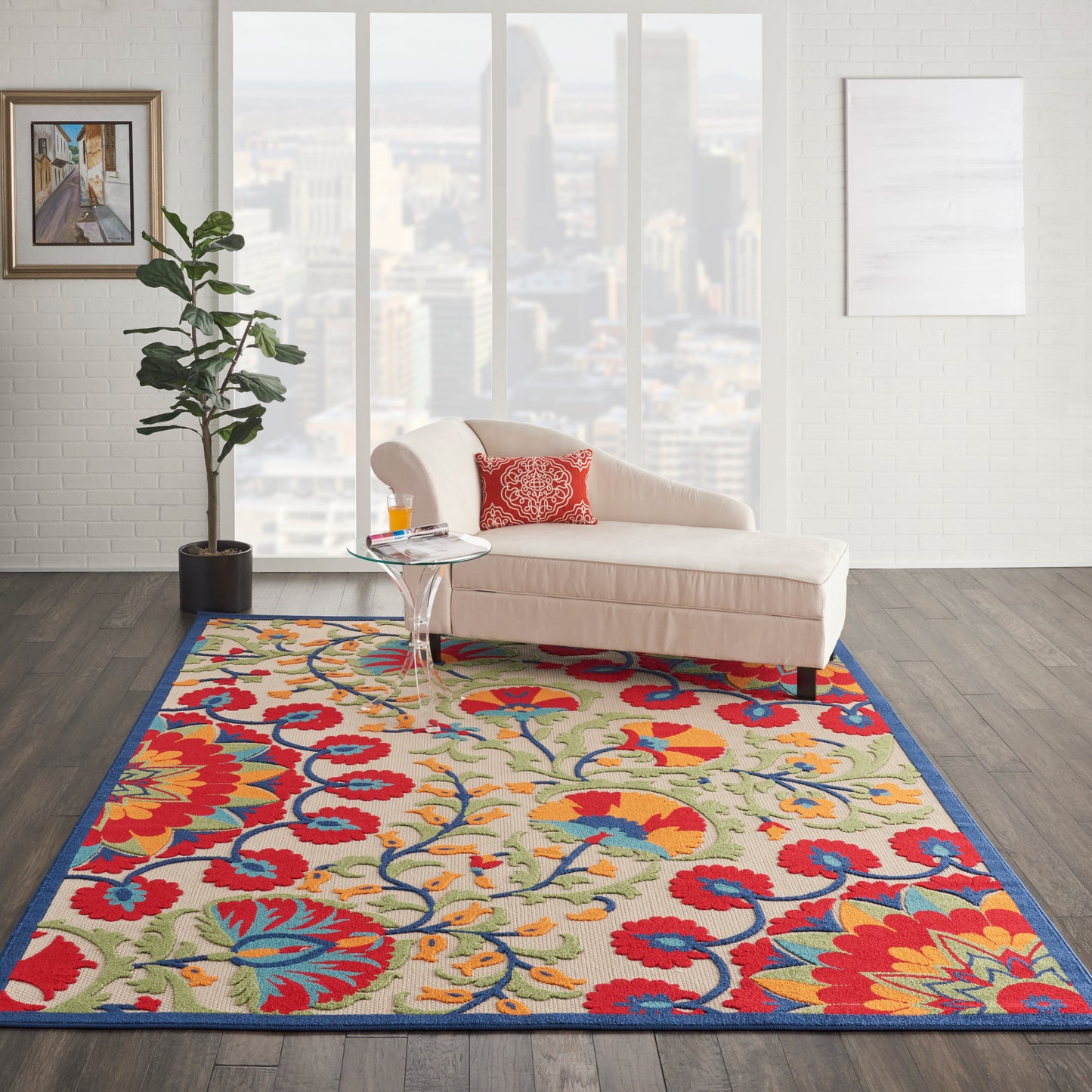 Nourison Aloha 7'10" x 10'6" Red Multicolor Transitional Rug