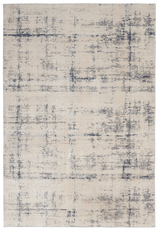 Nourison Rustic Textures 5'3" x 7'3" Ivory/Blue Modern Indoor Rug