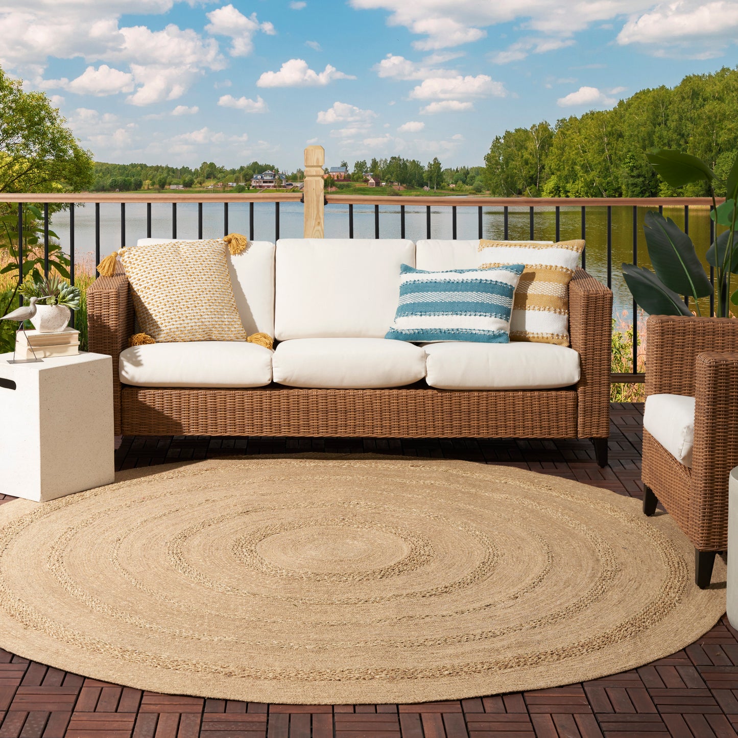 Nourison Natural Seagrass 8' x Round Natural Outdoor Rug