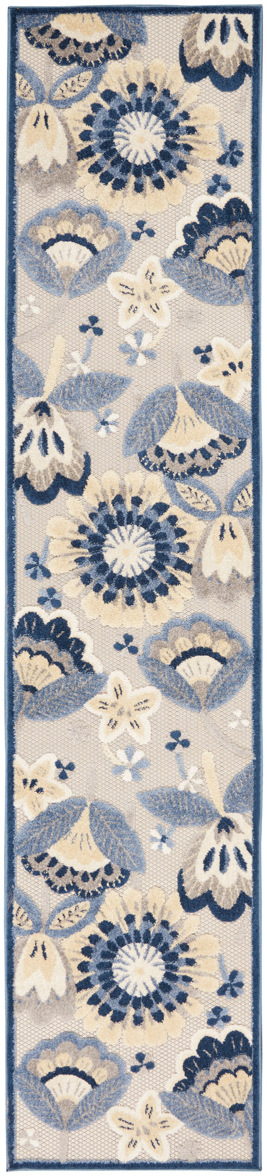 Nourison Aloha 2'3" x 10' Blue Grey Farmhouse Rug