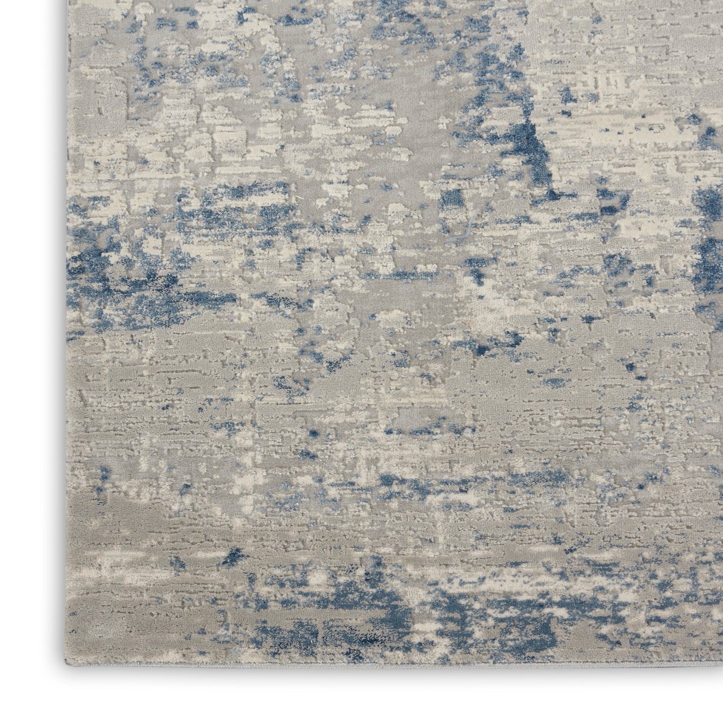 Nourison Rustic Textures 2'2" x 7'6" Ivory Blue Modern Indoor Rug