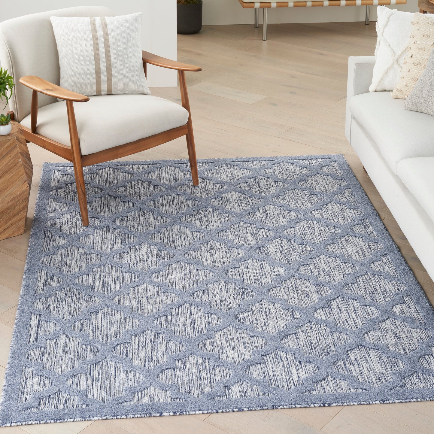 Nourison Easy Care 4' x 6' Denim Blue Modern Rug