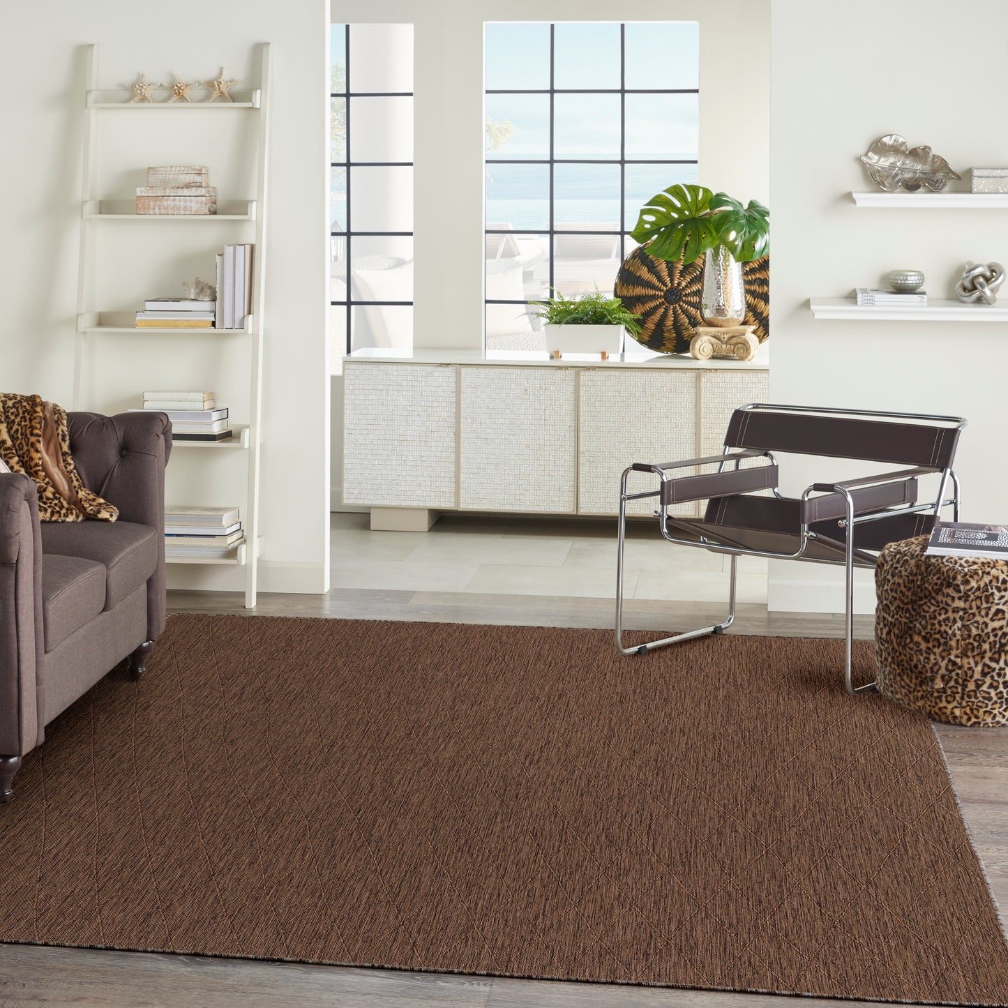 Nourison Washable Solutions 10' x 14' Mocha Modern Rug