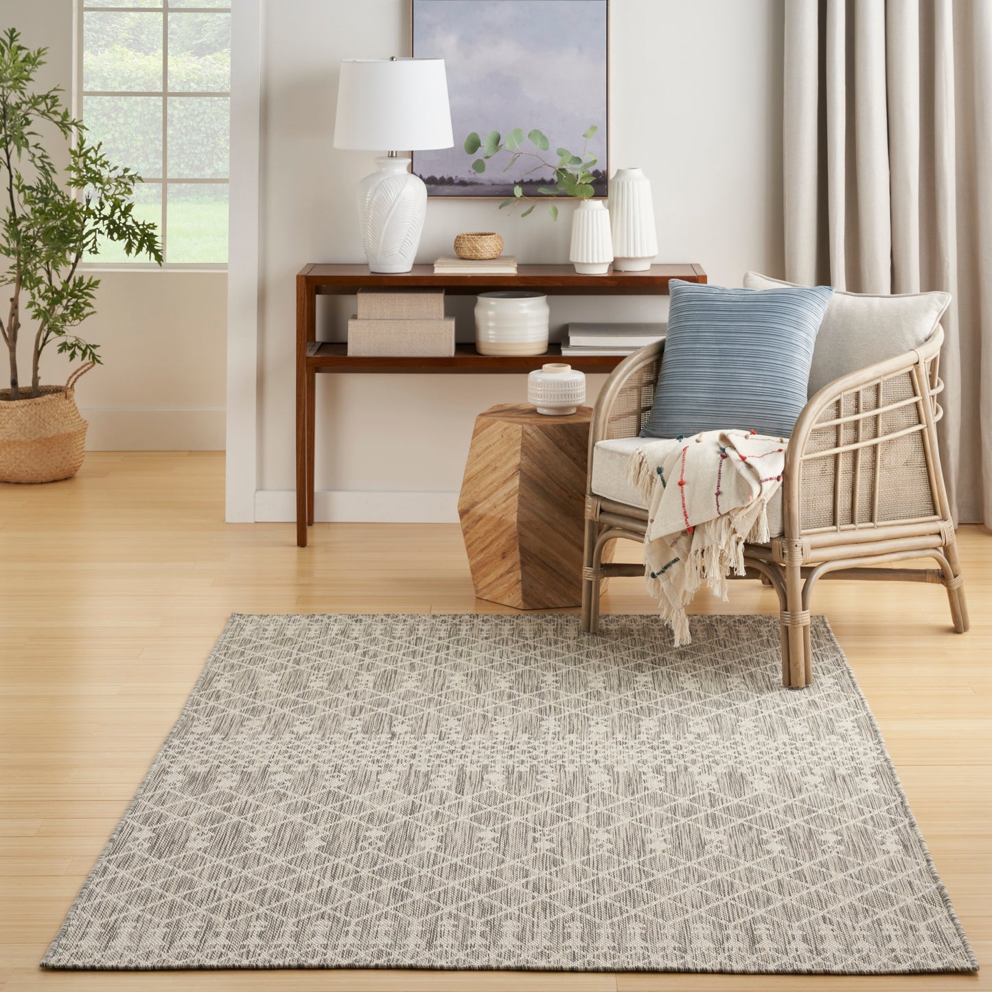 Nourison Positano 6' x 9' Light Grey Modern Rug