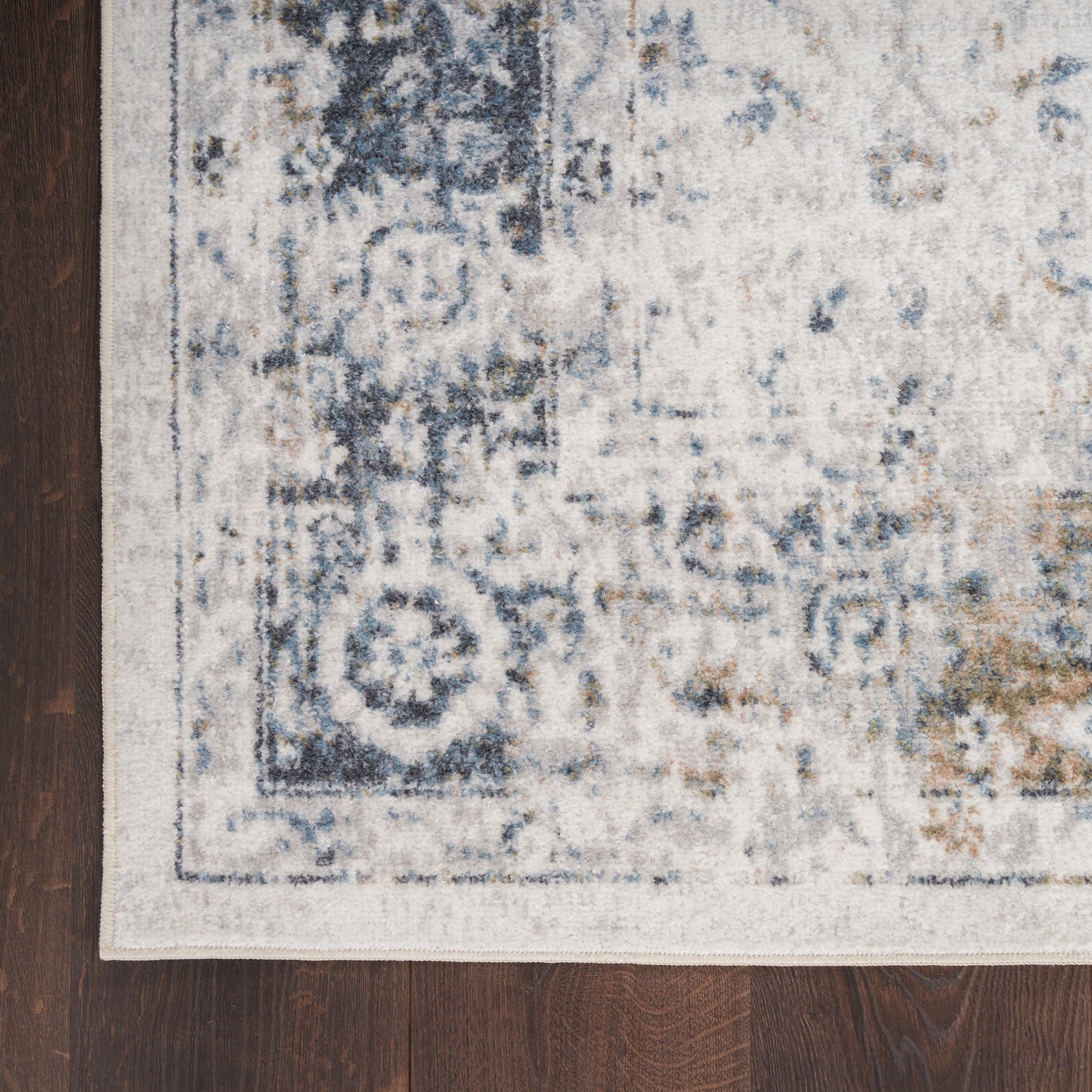 Nourison Astra Machine Washable 4' x 6' Ivory Blue Vintage Indoor Rug