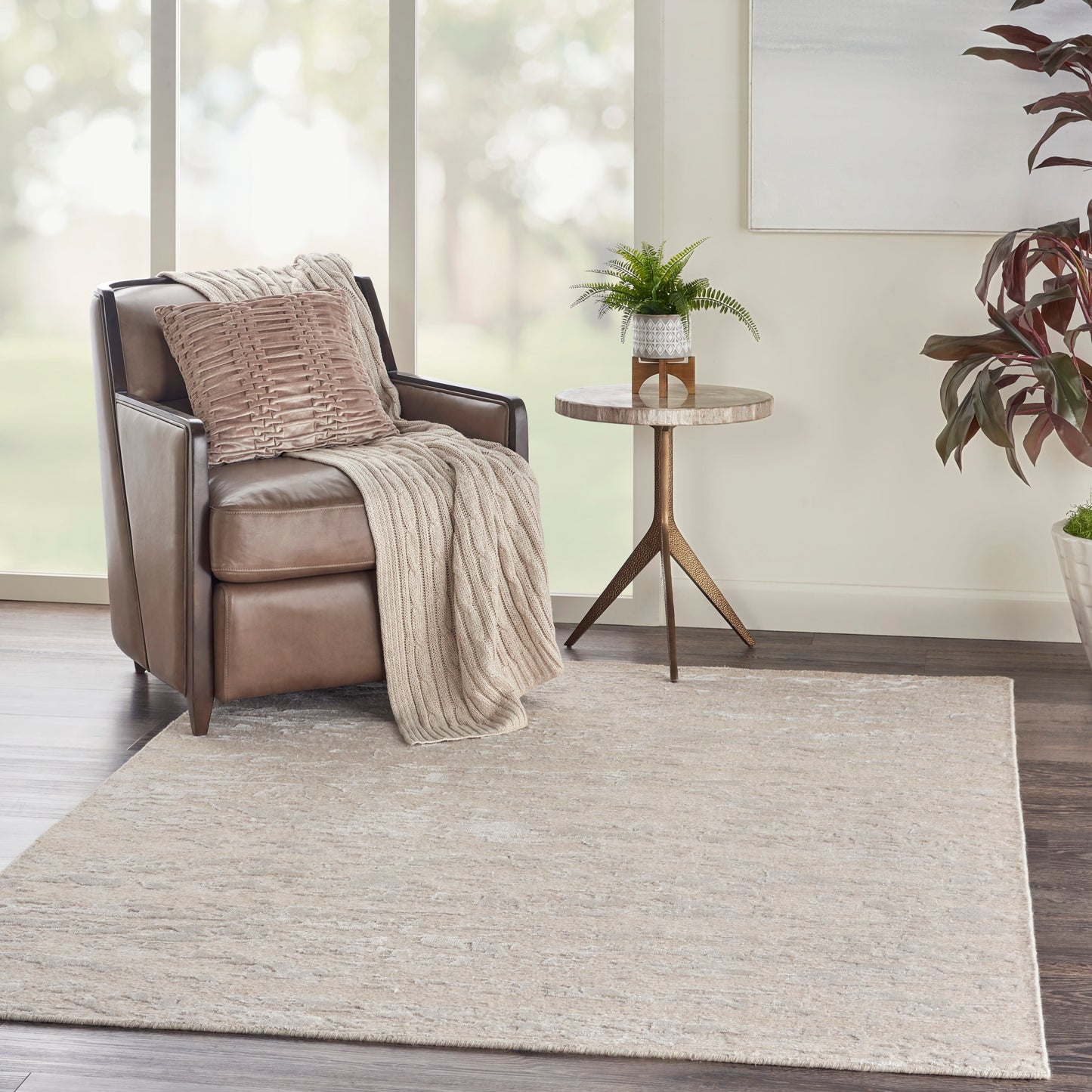 Nourison Divine 5'6" x 7'5" Sand Modern Indoor Rug