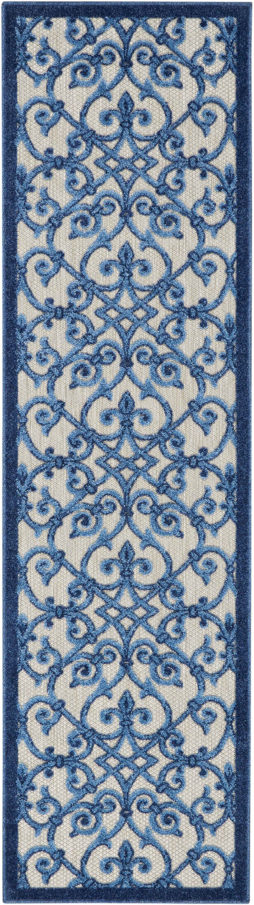 Nourison Aloha 2' x 6' Grey Blue Contemporary Rug