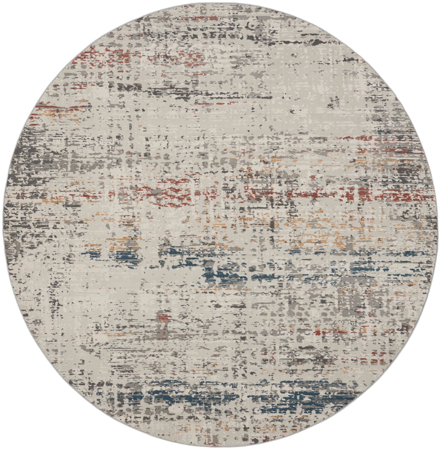 Nourison Rustic Textures 5'3" x Round Light Grey Multi Modern Indoor Rug