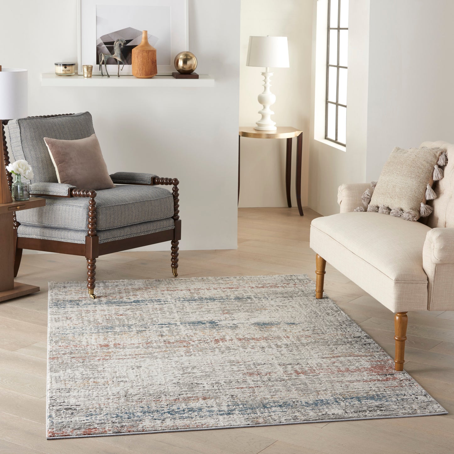 Nourison Rustic Textures 5'3" x 7'3" Light Grey Multi Modern Indoor Rug