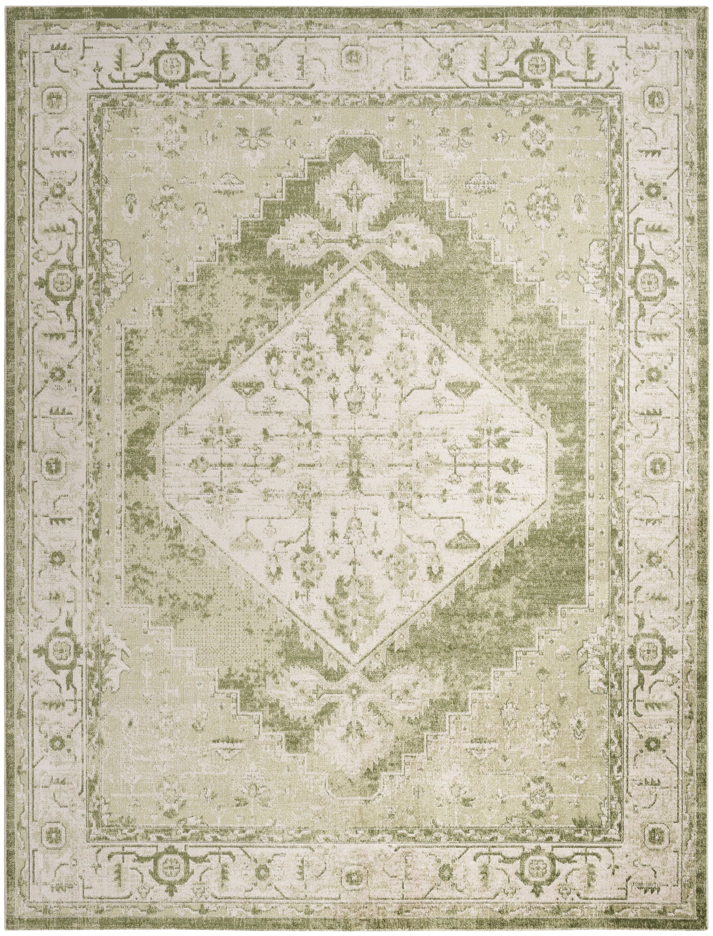 Nourison Astra Machine Washable 7'10" x 10' Ivory Green Vintage Indoor Rug