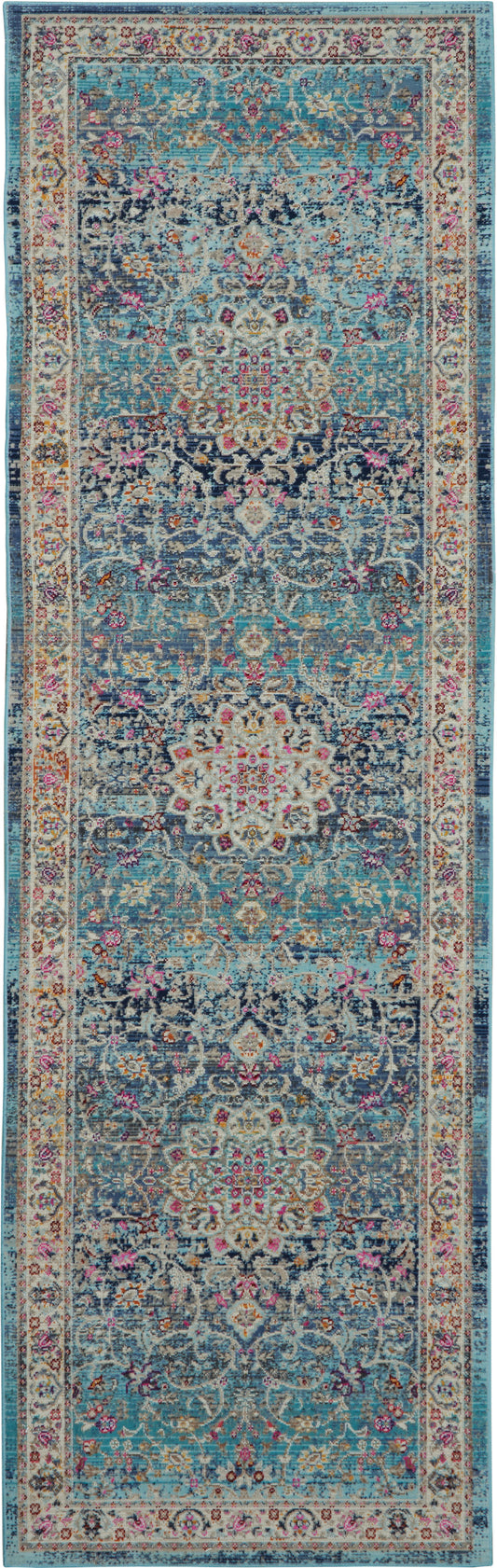 Nourison Vintage Kashan 2' x 6' Blue Vintage Indoor Rug