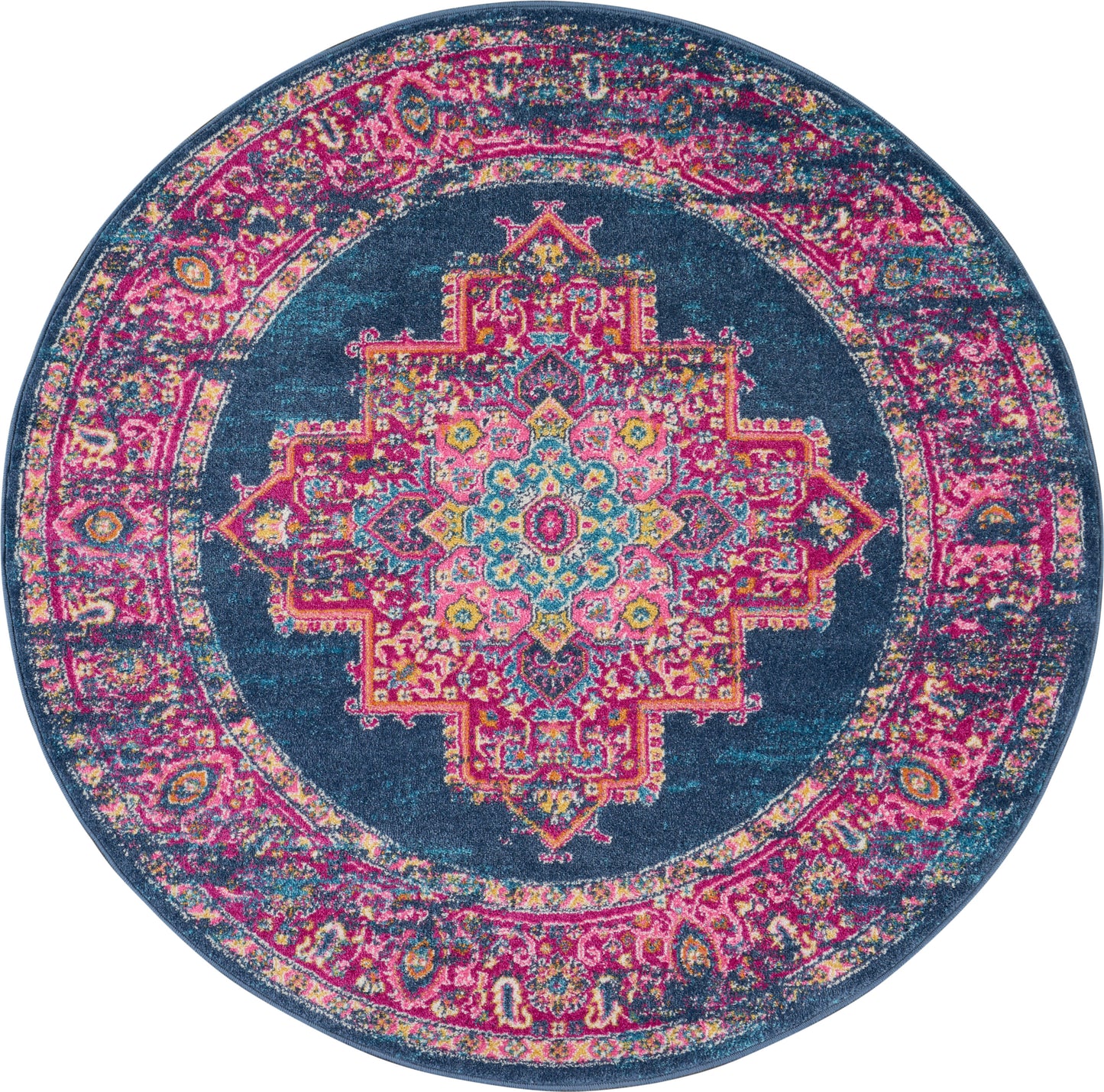 Nourison Passion 8' x Round Blue Bohemian Indoor Rug