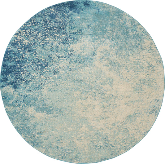 Nourison Passion 8' x Round Navy Light Blue Modern Indoor Rug