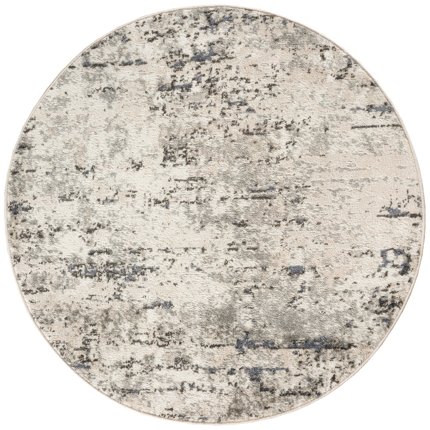 Nourison Quarry 4' x Round Ivory Blue Grey Modern Indoor Rug