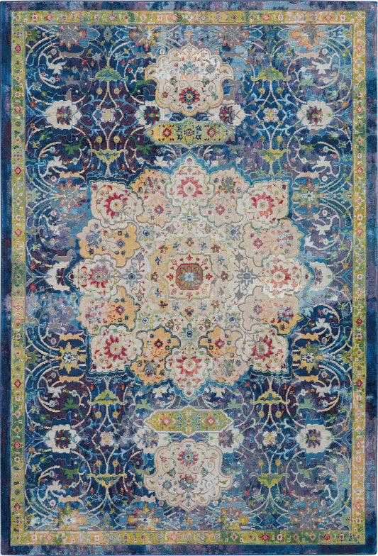 Nourison Ankara Global 5'3" x 7'6" Blue Vintage Indoor Rug