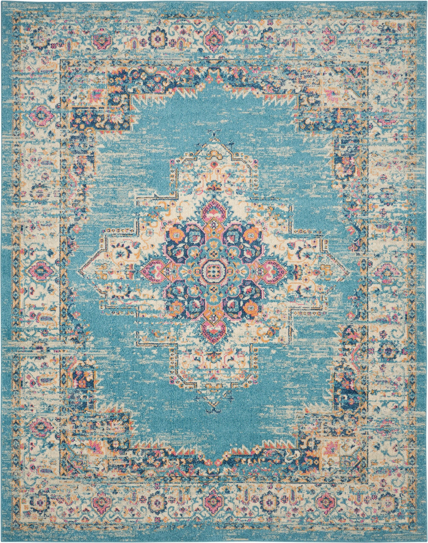 Nourison Passion 6'7" x 9'6" Light Blue Bohemian Indoor Rug