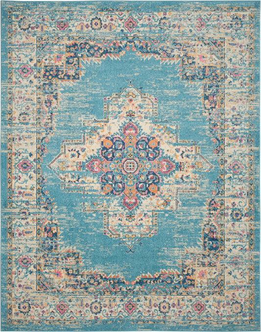 Nourison Passion 6'7" x 9'6" Light Blue Bohemian Indoor Rug