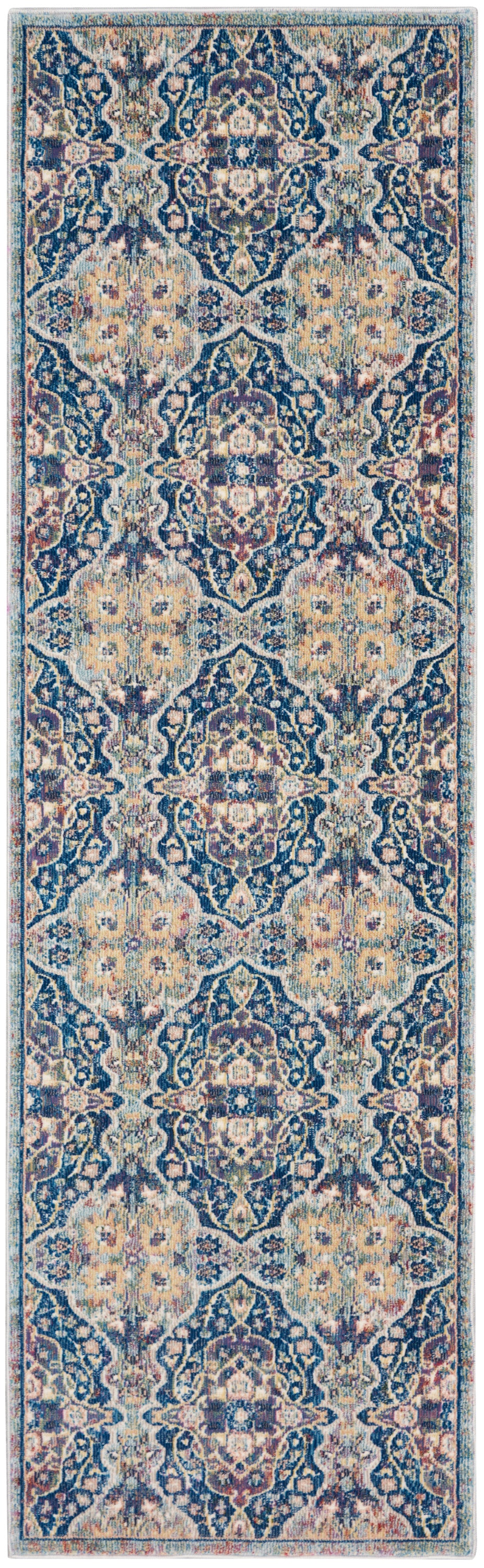 Nourison Ankara Global 2'4" x 8' Navy Multicolor Bohemian Indoor Rug