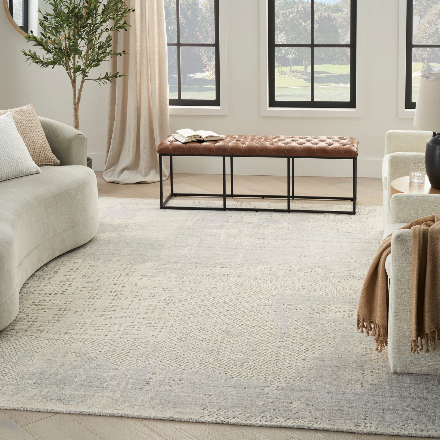 Nourison Harmony 9'9" x 13'9" Ivory Grey Modern Indoor Rug