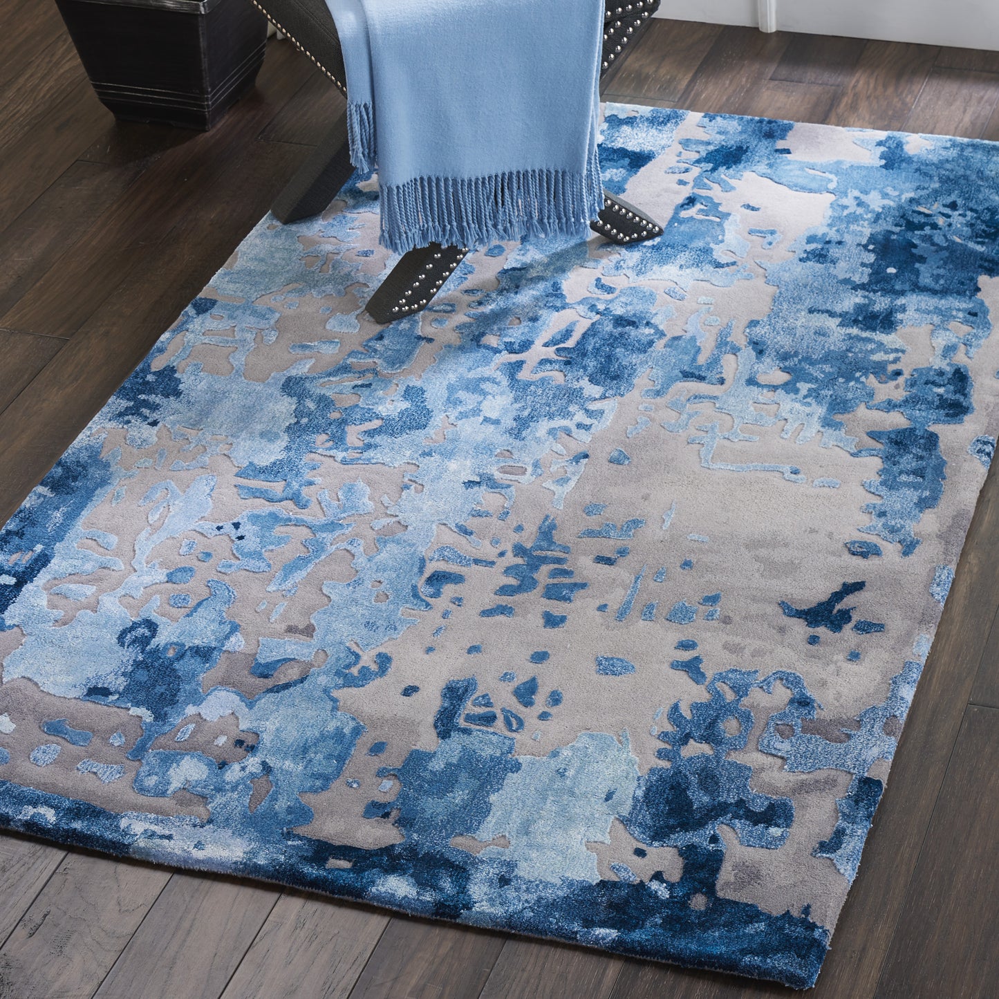 Nourison Prismatic 3'9" x 5'9" Blue/Grey Modern Indoor Rug