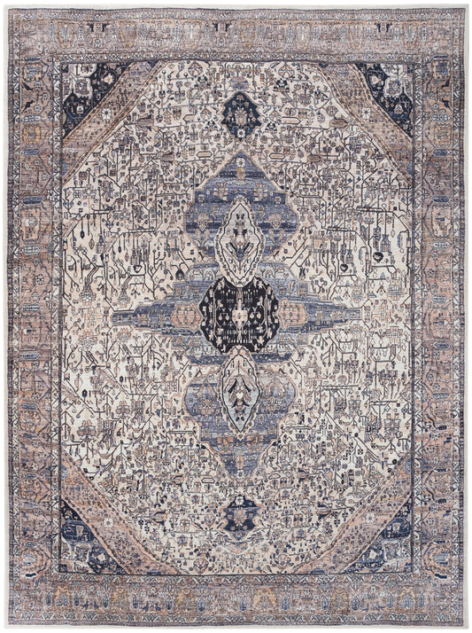 Nourison Grand Washables 9'2" x 12' Ivory Blue Vintage Indoor Rug