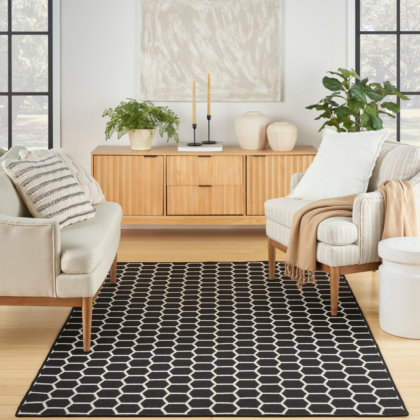 Nourison Twist Reversible 6' x 9' Black Modern Rug