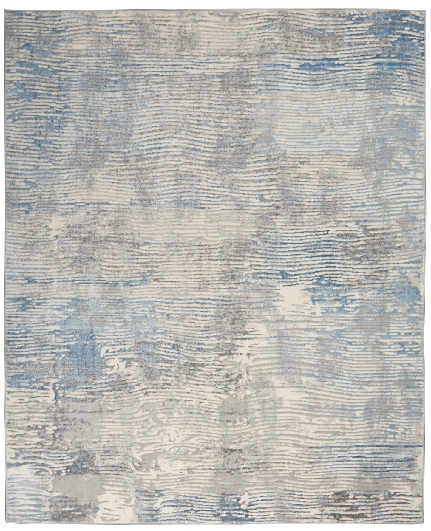 Nourison Solace 8' x 10' Ivory/Grey/Blue Modern Indoor Rug