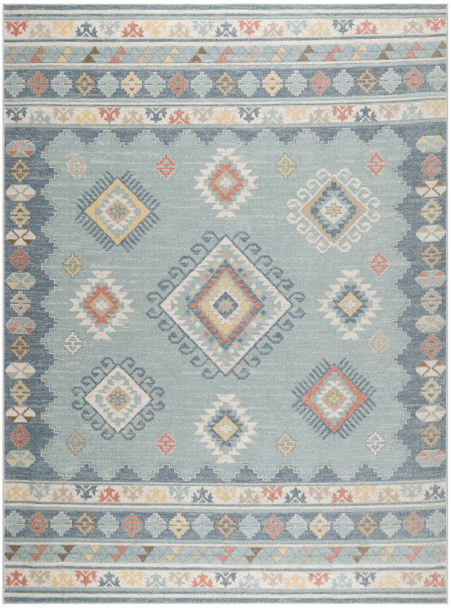 Nourison Washable Decor 7'10" x 10' Light Blue Bohemian Indoor Rug