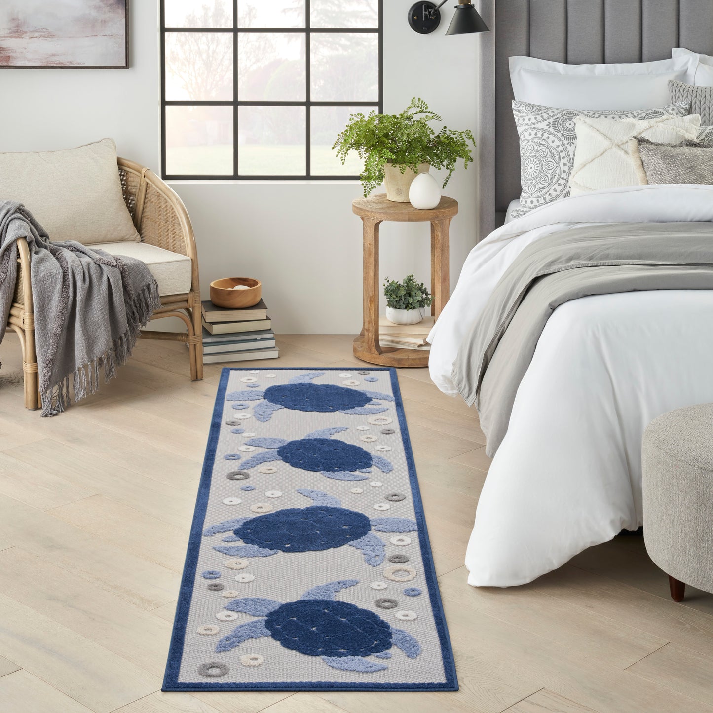 Nourison Aloha 2' x 6' Navy Blue Coastal, Nautical & Beach Rug