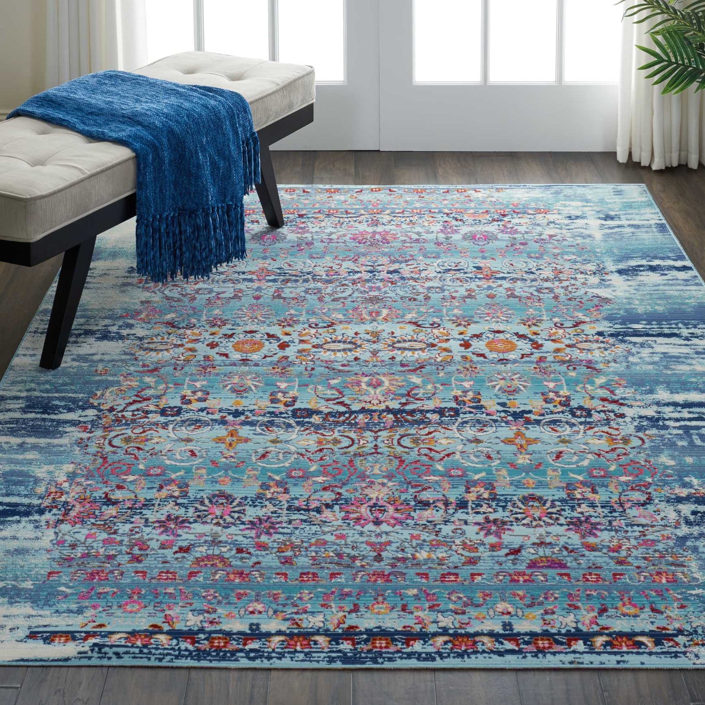 Nourison Vintage Kashan 4' x 6' Blue Vintage Indoor Rug